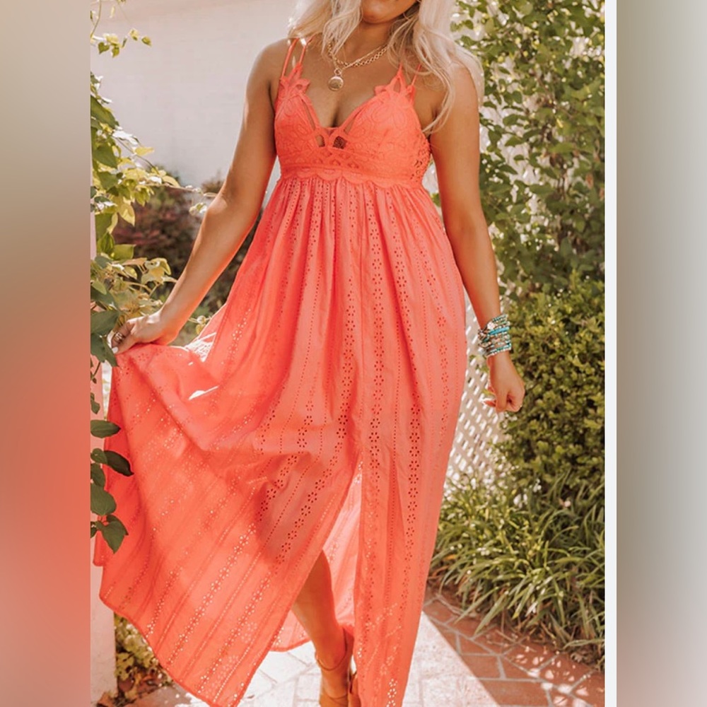 Coral maxi summer dress